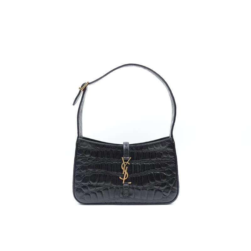 99新 YSL/圣罗兰 黑金色鳄鱼压纹手提包T_ZY0000365705