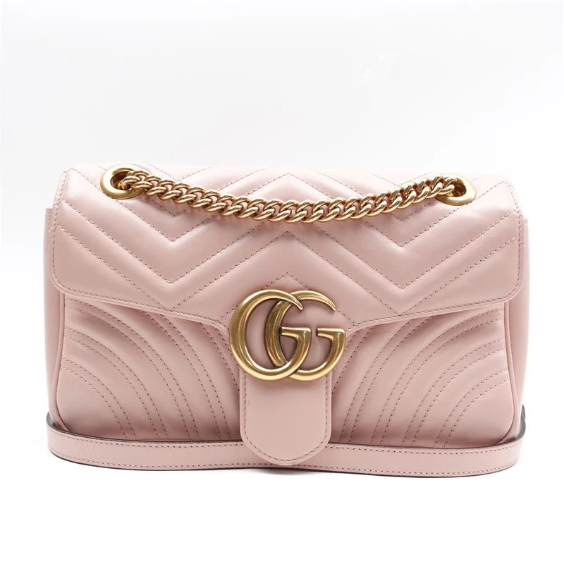 95新 GUCCI/古驰 Marmont 粉金双G标  单肩包/T_ZY0000266158