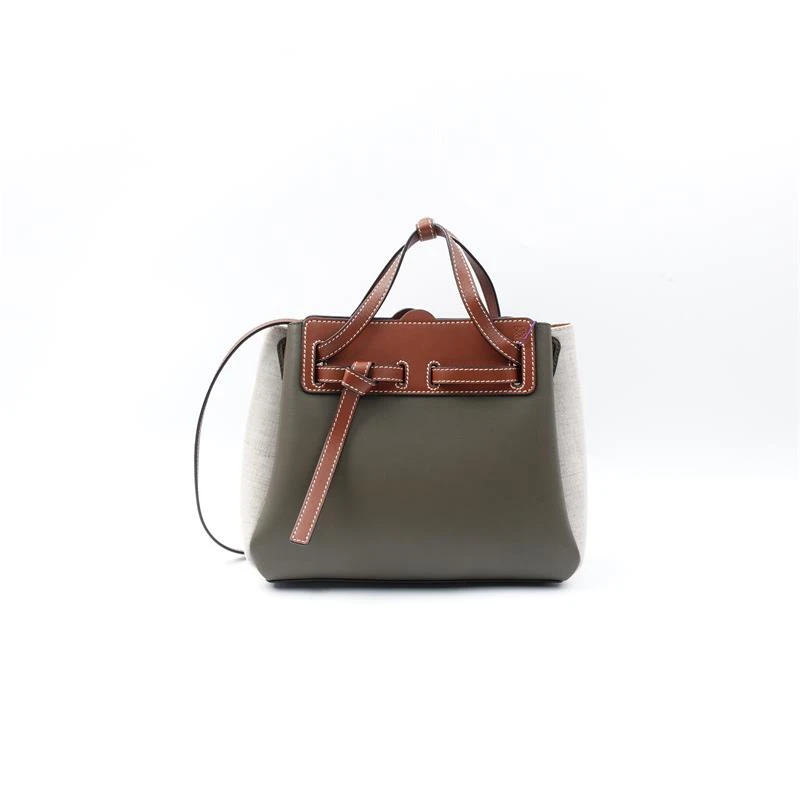 99新 LOEWE/罗意威 墨绿色拼棕色单肩包/T_ZY0000345777