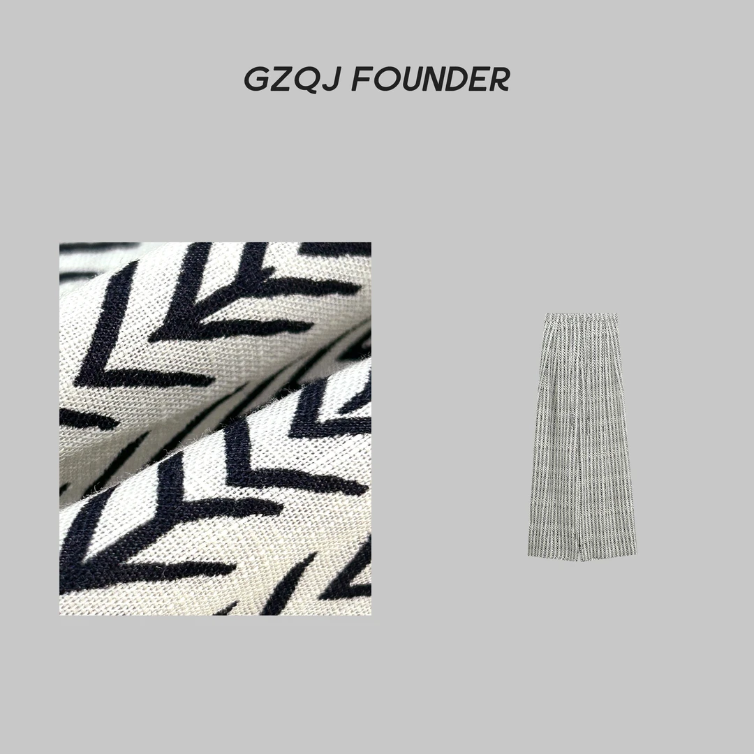 GZQJ【自在随行】亚麻天丝小众设计条纹显瘦阔腿休闲裤女夏30504