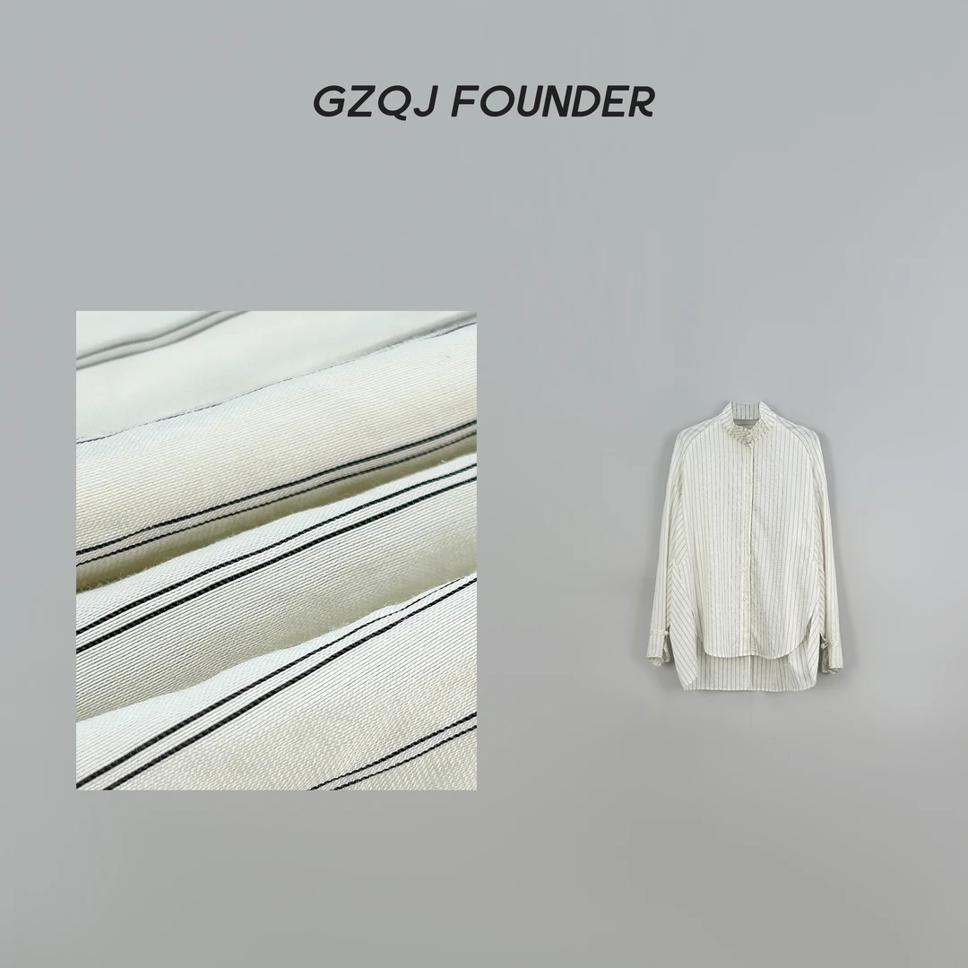 GZQJ【特立独行】设计感竖条纹长袖宽松衬衫女 78081