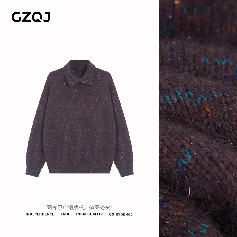 老琴私服【夜东京】重工细闪亮片长袖毛衣女冬针织打底上衣9027