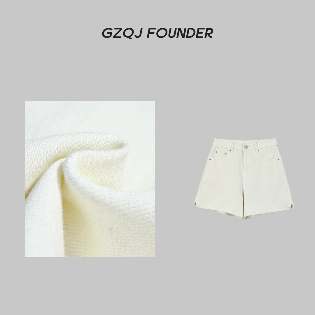 GZQJ【通勤小白裤】四面弹高腰显瘦白色牛仔短裤女夏 G8085