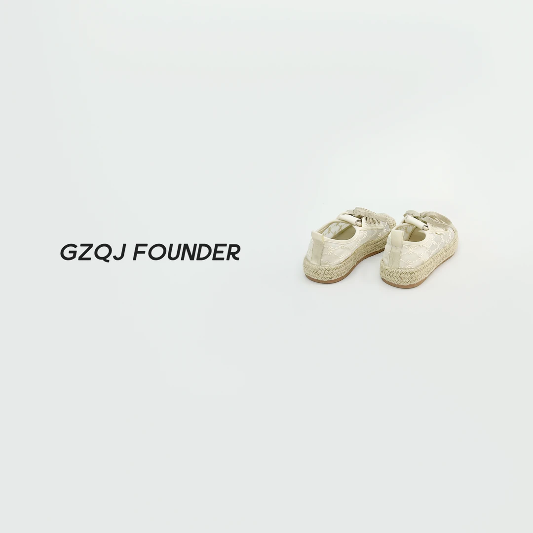 GZQJ 透气蕾丝夏季新款系带舒适休闲百搭鞋女 3505