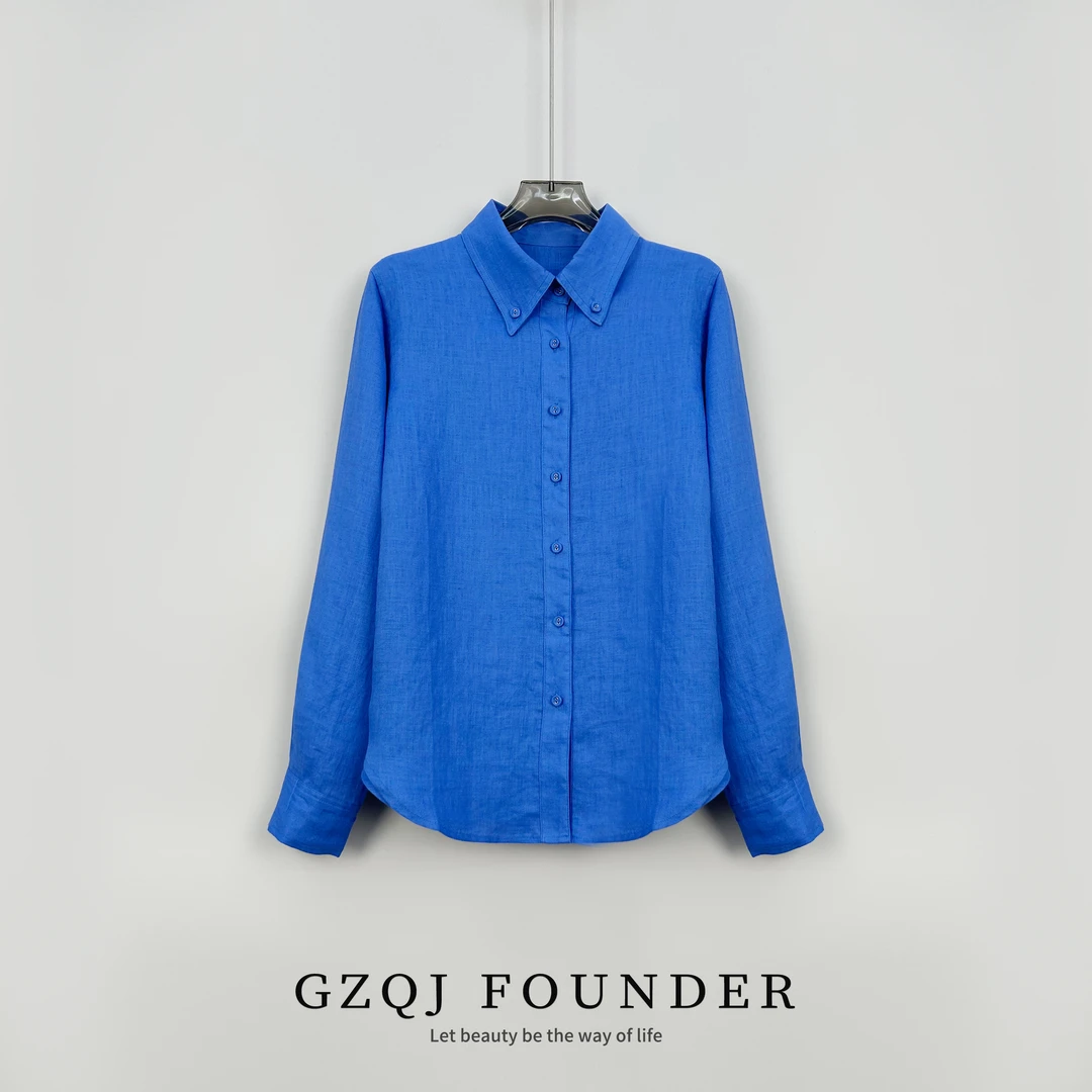 GZQJ【理想型】100麻！小众设计高级感秋冬长袖衬衫9205