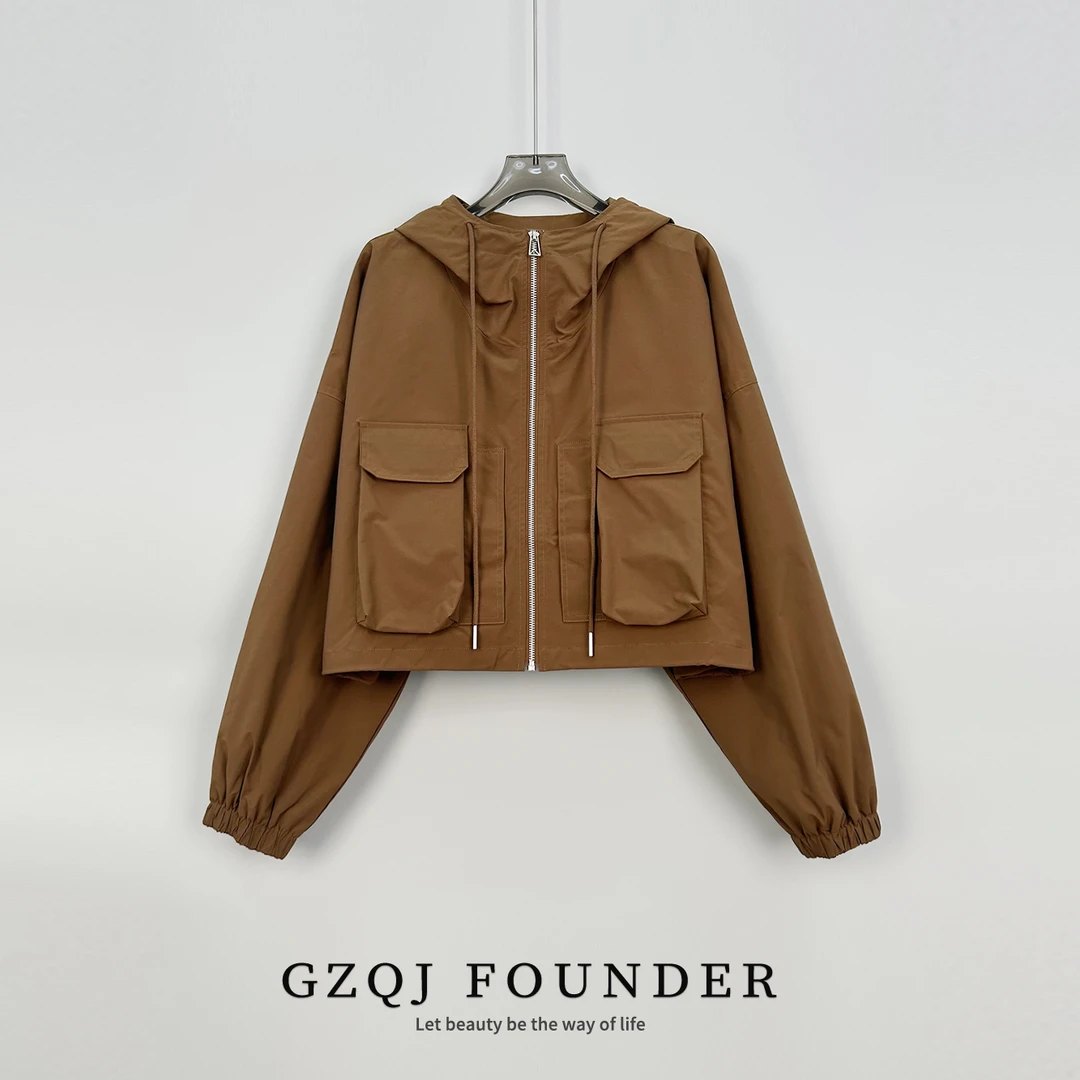 反季！【焦糖面包】宽松连帽冲锋衣风衣外套 73891 63890