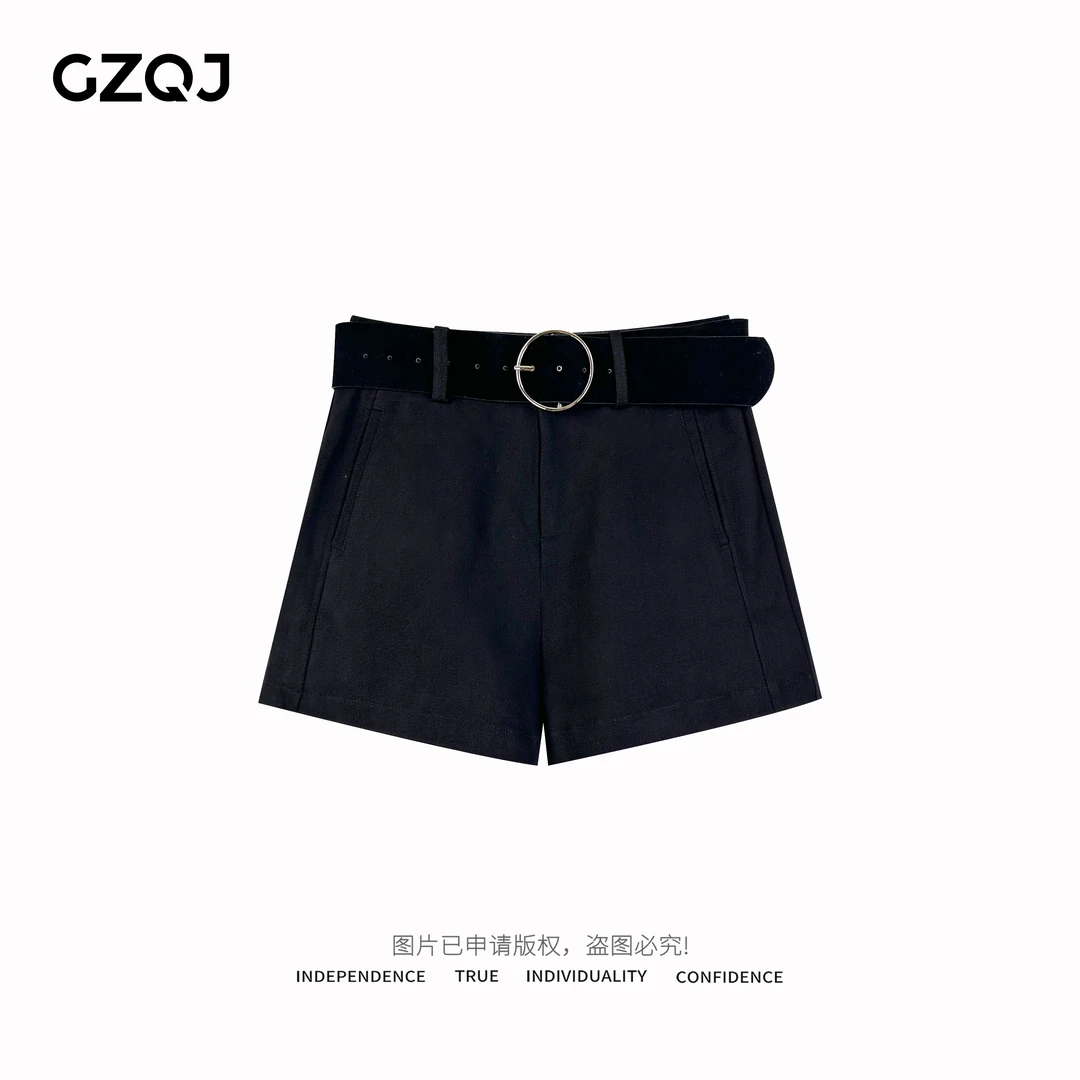 老琴私服【幸福季节】小众设计感高腰显瘦休闲百搭阔腿短裤9344