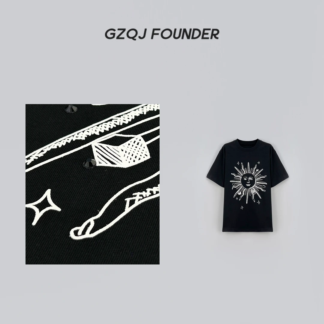 GZQJ【活力太阳】小众设计感宽松显瘦休闲个性短袖T恤女夏7195