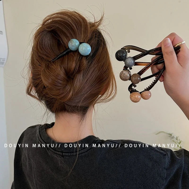 漫予快乐星球~高级感发夹后脑勺一字抓夹2024新款夏季盘发扭扭夹