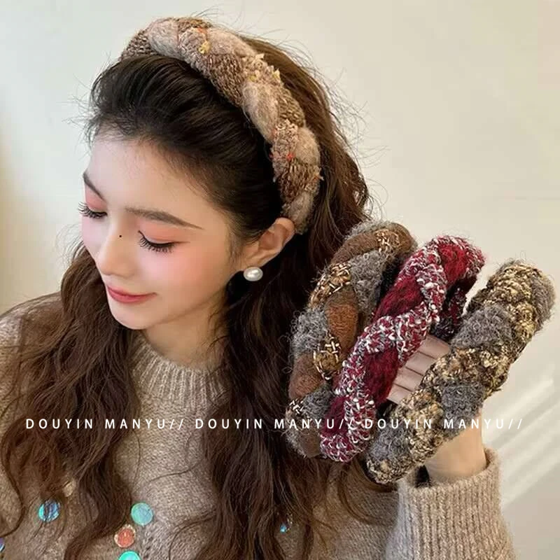 漫予秋冬麻花编织发卡发箍女2024新款高级感洋气头箍高颅顶头饰品