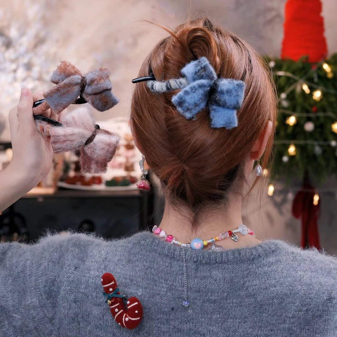 漫予小香蝴蝶结~气质一字夹女2024新款高级感扭扭夹冬日ins发夹