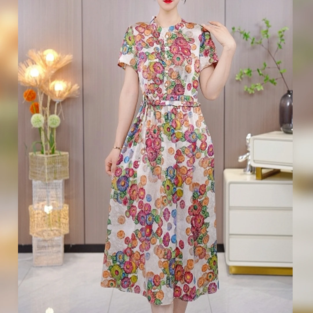 夏季新款时尚气质百搭减龄收腰显瘦连衣裙