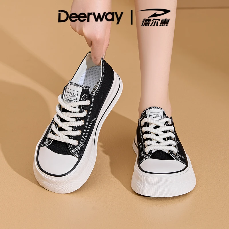 德尔惠女鞋秋季爆款百搭帆布鞋2024新款春秋款休闲小白鞋单鞋3701