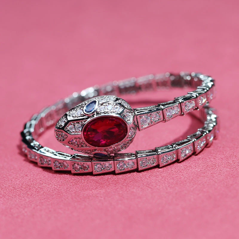 气质红色宝石灵蛇手镯x280
