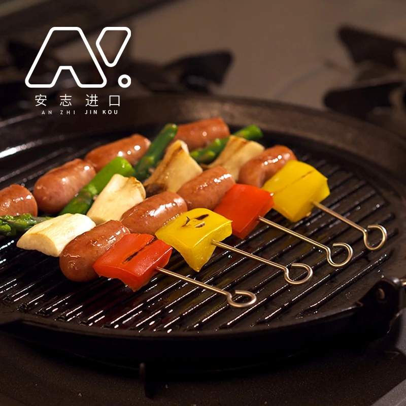 304不锈钢露营烧烤针 日本制家事问屋烧烤签子家用烤箱烤串防烧焦