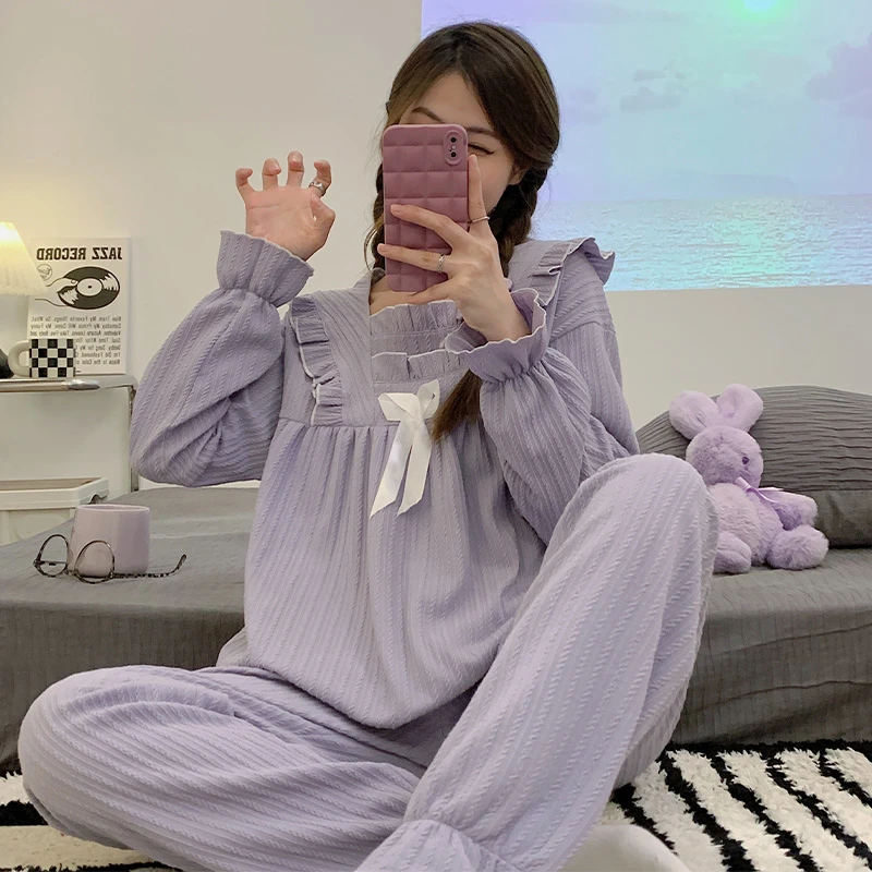 公主风春秋季睡衣女适合小个子甜美韩版佳伦主推可外穿家居服套装