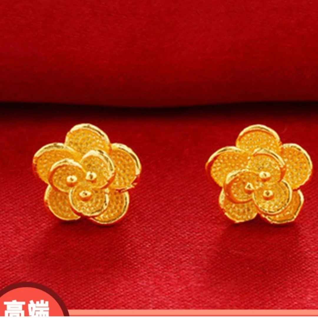 合金耳饰 e1 玫瑰花耳钉一对 爆款超值耳饰轻奢百搭小众首饰品