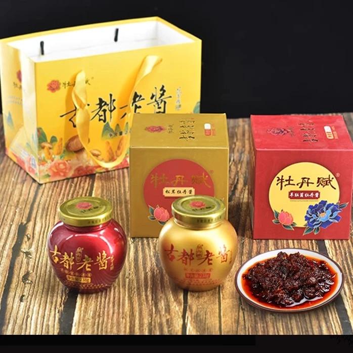 正宗牡丹赋洛阳古都老酱238g鲜椒牡丹羊肚菌松茸牡丹酱产地直发