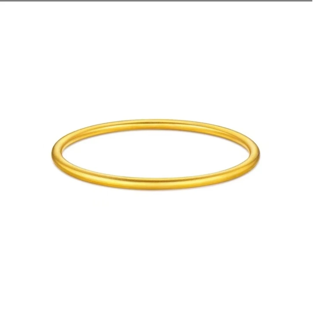 足金9999古法金手镯时尚百搭简约经典镯子磨砂传承金素圈实心气质