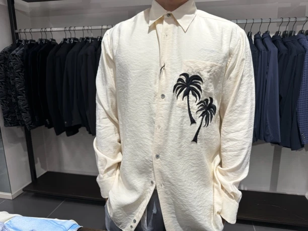 阿玛尼 Emporio Armani 刺绣米白色衬衫