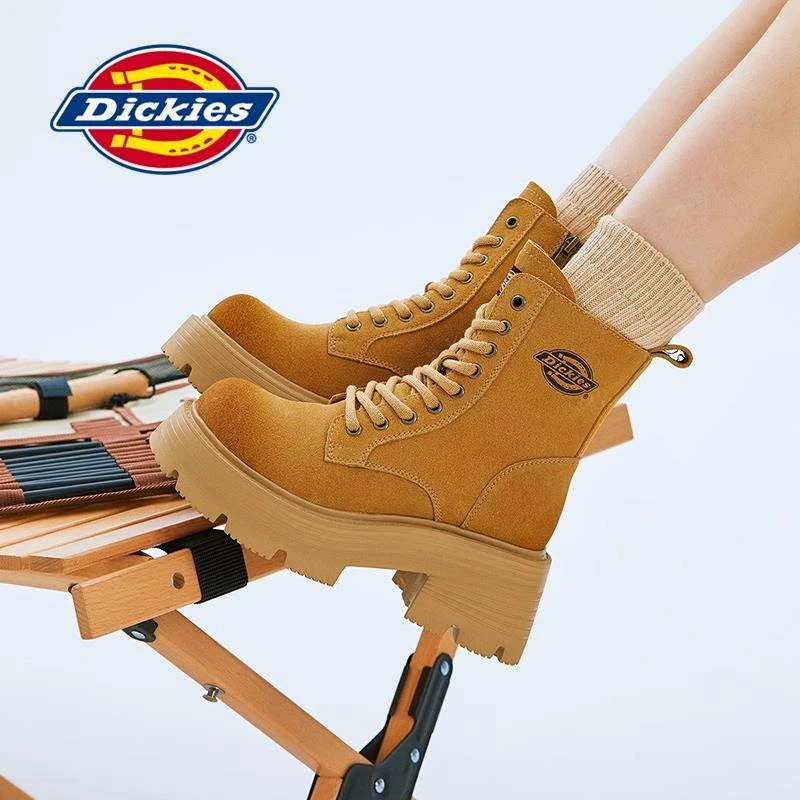 Dickies马丁靴女2025年秋季新款厚底增高小个子短靴女百搭工装靴