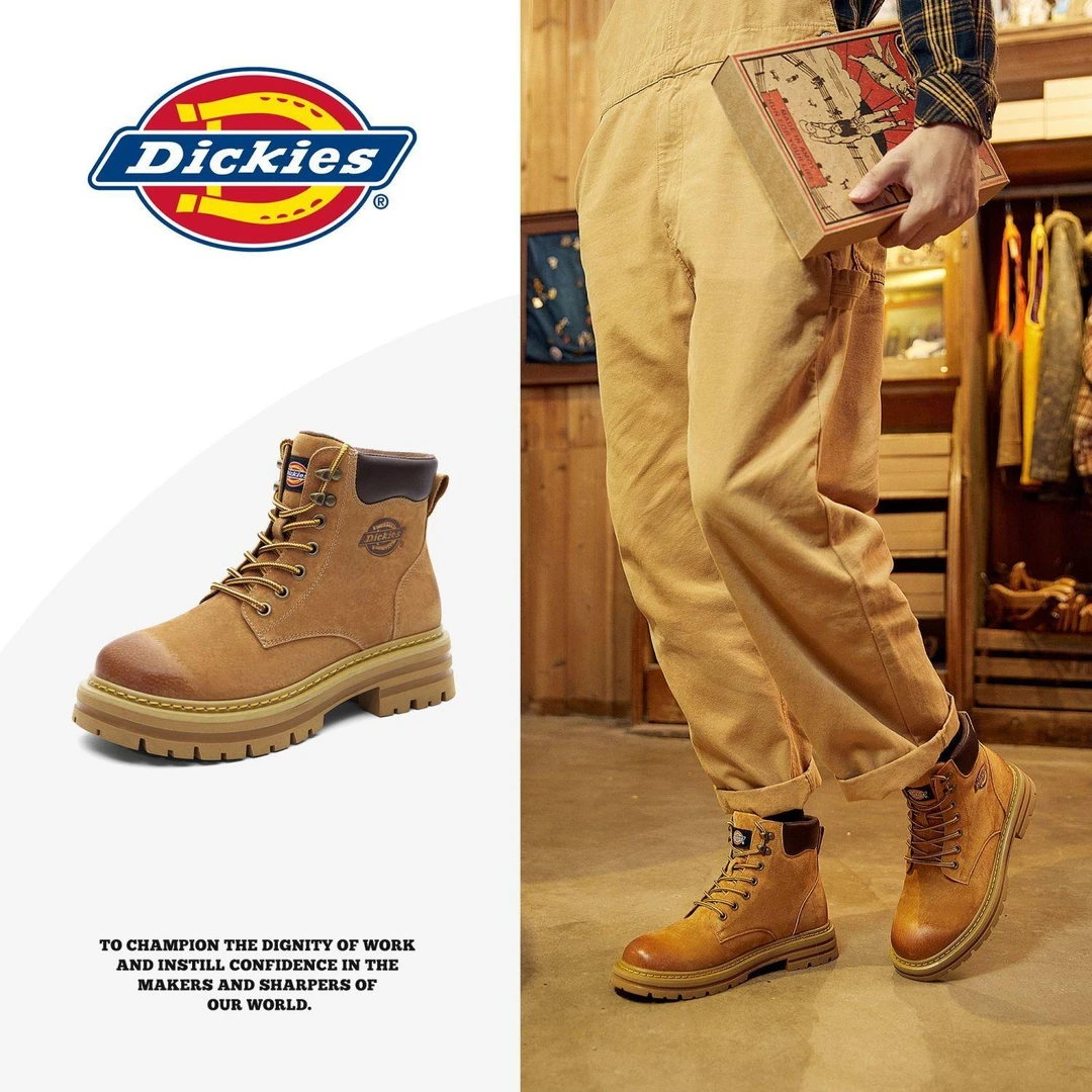 Dickies男2025新款马丁靴真皮情侣工装靴冬季大黄靴登山靴骑士靴
