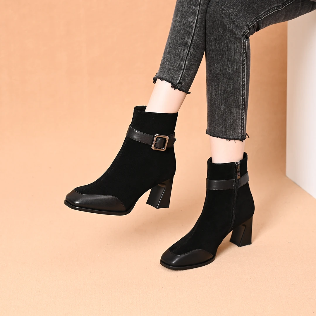 短靴2024靴女加绒新款磨砂马丁真皮时尚靴子