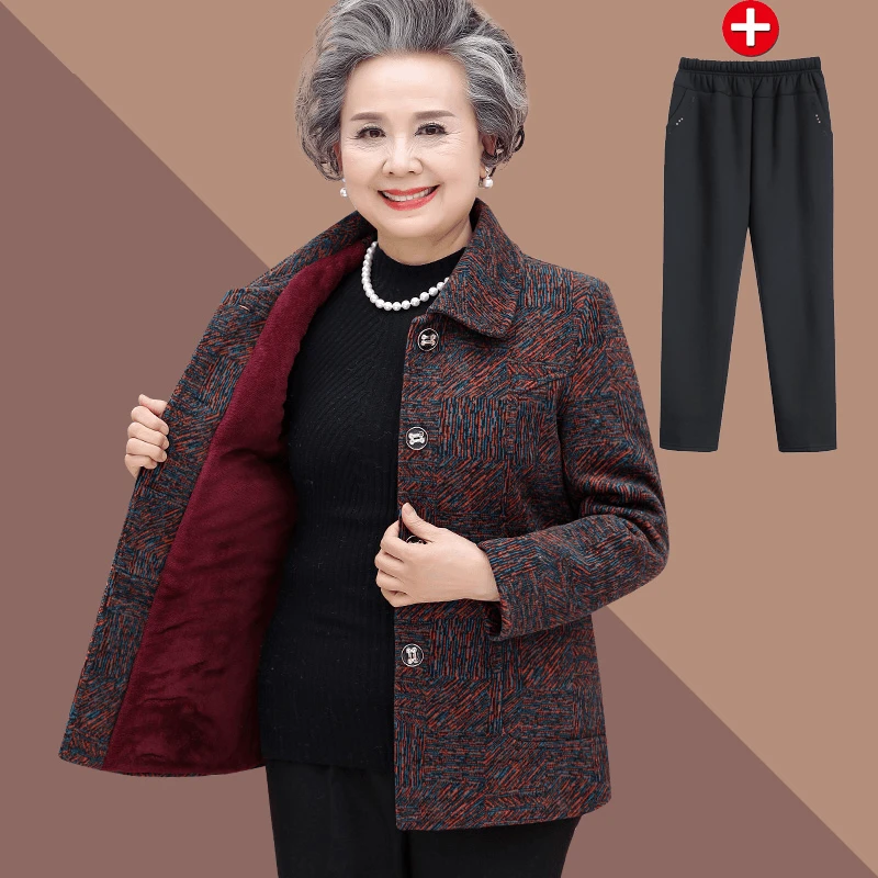 中老年人女装冬装外套加绒加厚妈妈70岁80奶奶婆婆老人太太秋装