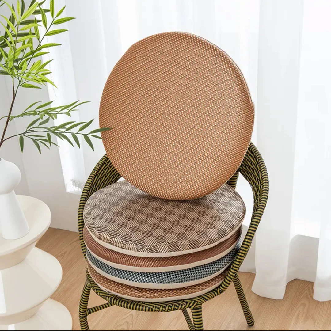 夏季椅子藤席坐垫防滑可拆洗加厚垫子圆形夏天椅垫凉垫圆垫蒲团