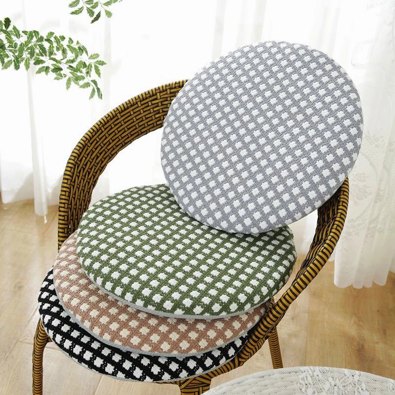 四季圆形棉麻坐垫飘窗榻榻米圆垫餐椅垫简约纯色加厚可拆洗屁股垫