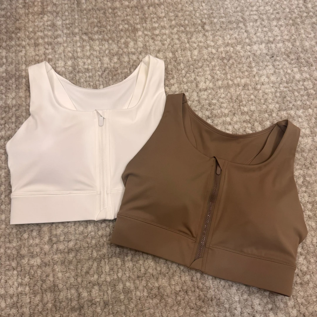 拉链固定一体杯瑜伽跑步运动背心