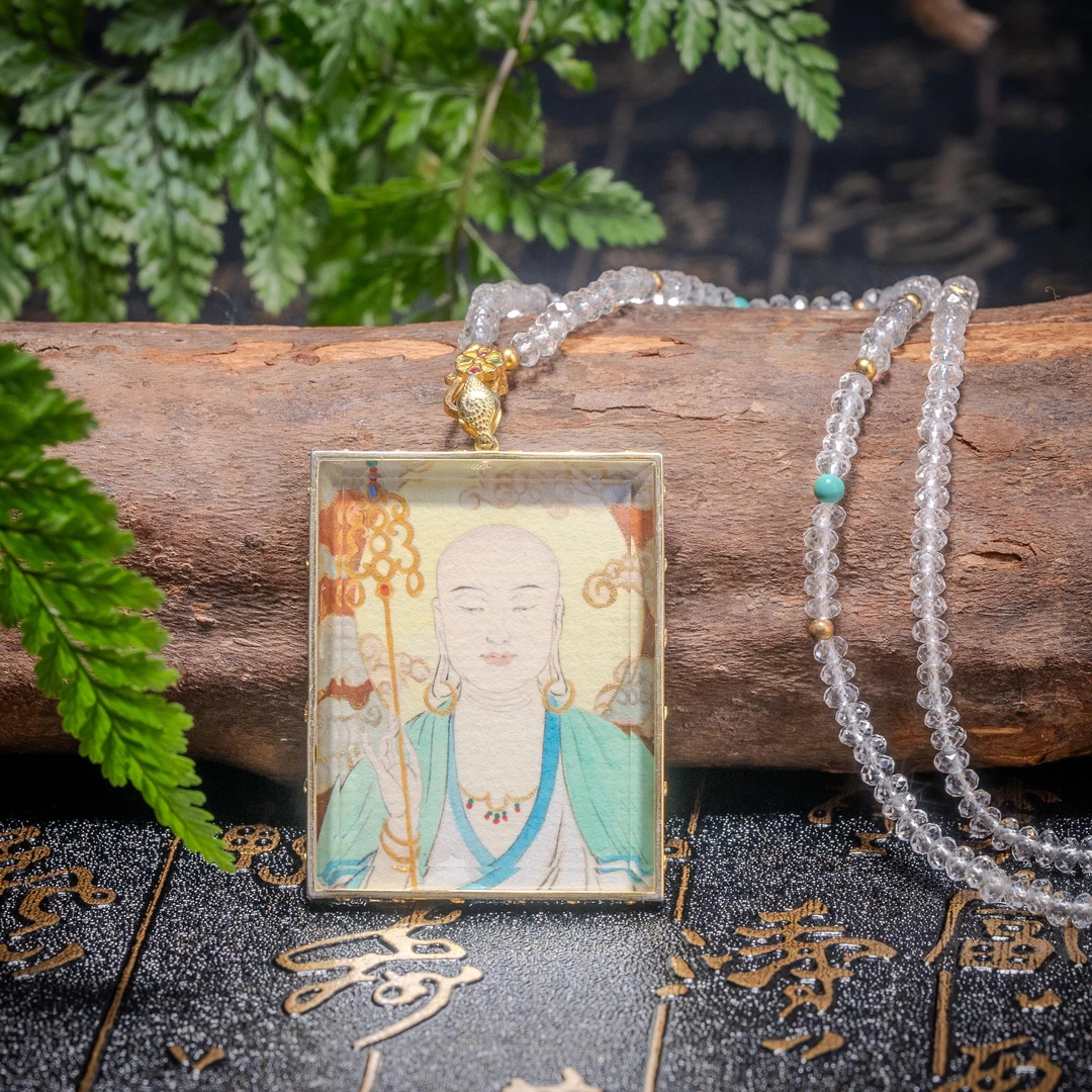 【弥真九华】纯手绘地藏唐卡吊坠（JHS00015）