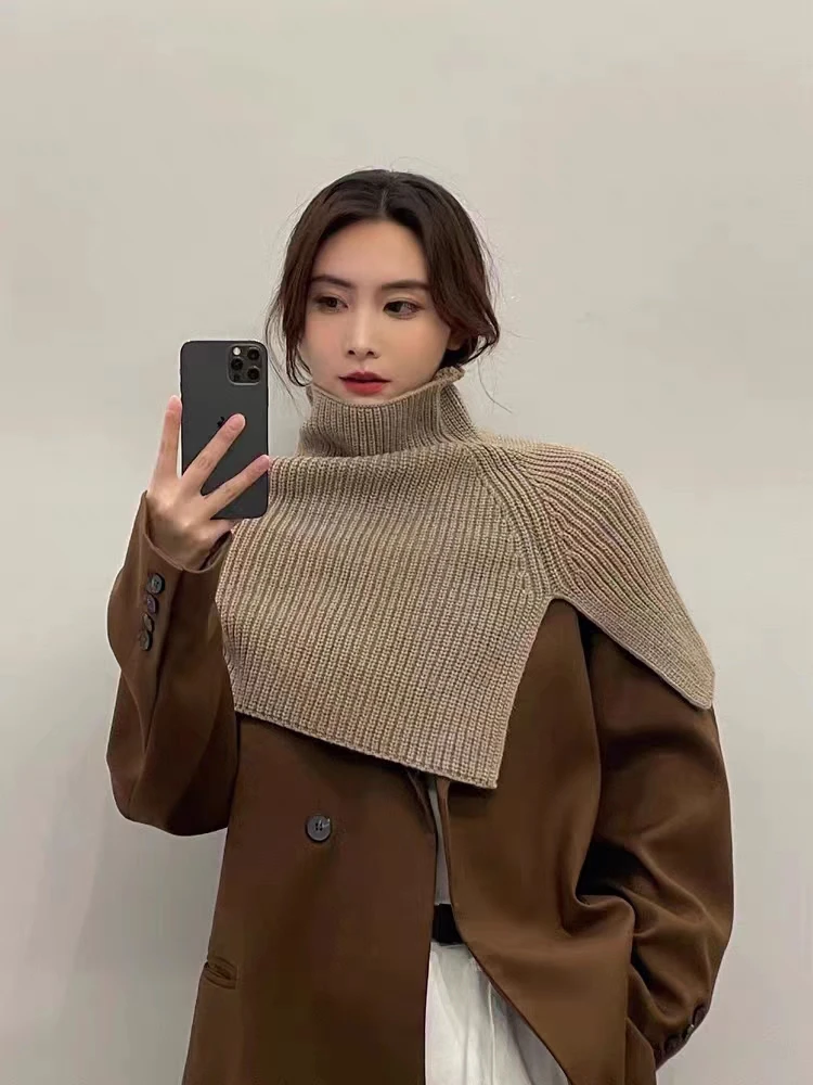 ZD-729# 山羊绒披肩女大衣披肩元宝针秋冬厚套头开叉围脖855