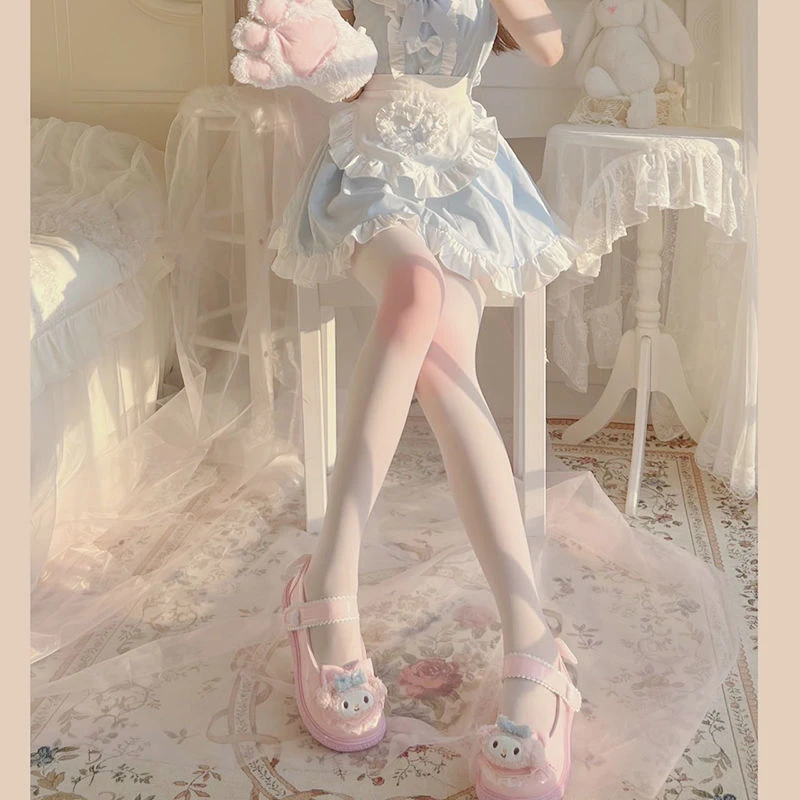 角色扮演白色薄款夏季jk光腿神器lolita袜子甜美腮红丝袜纯欲风