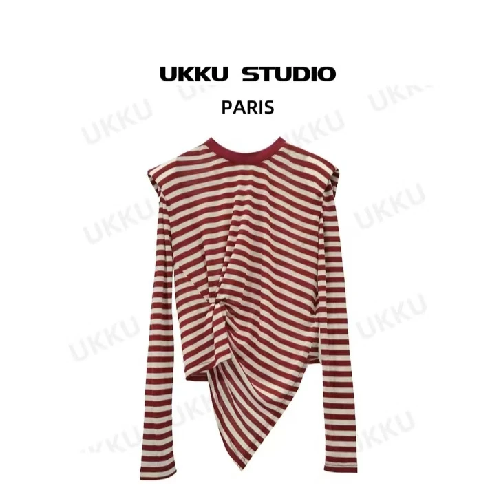 【UKKU STUDIO】丽莎漫华-安可拉红气质设计师时尚针织女T恤512673