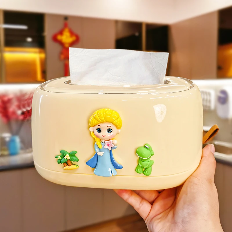 轻奢纸巾盒客厅茶几桌面纸抽盒卧室家用创意卡通风格弹簧抽纸盒