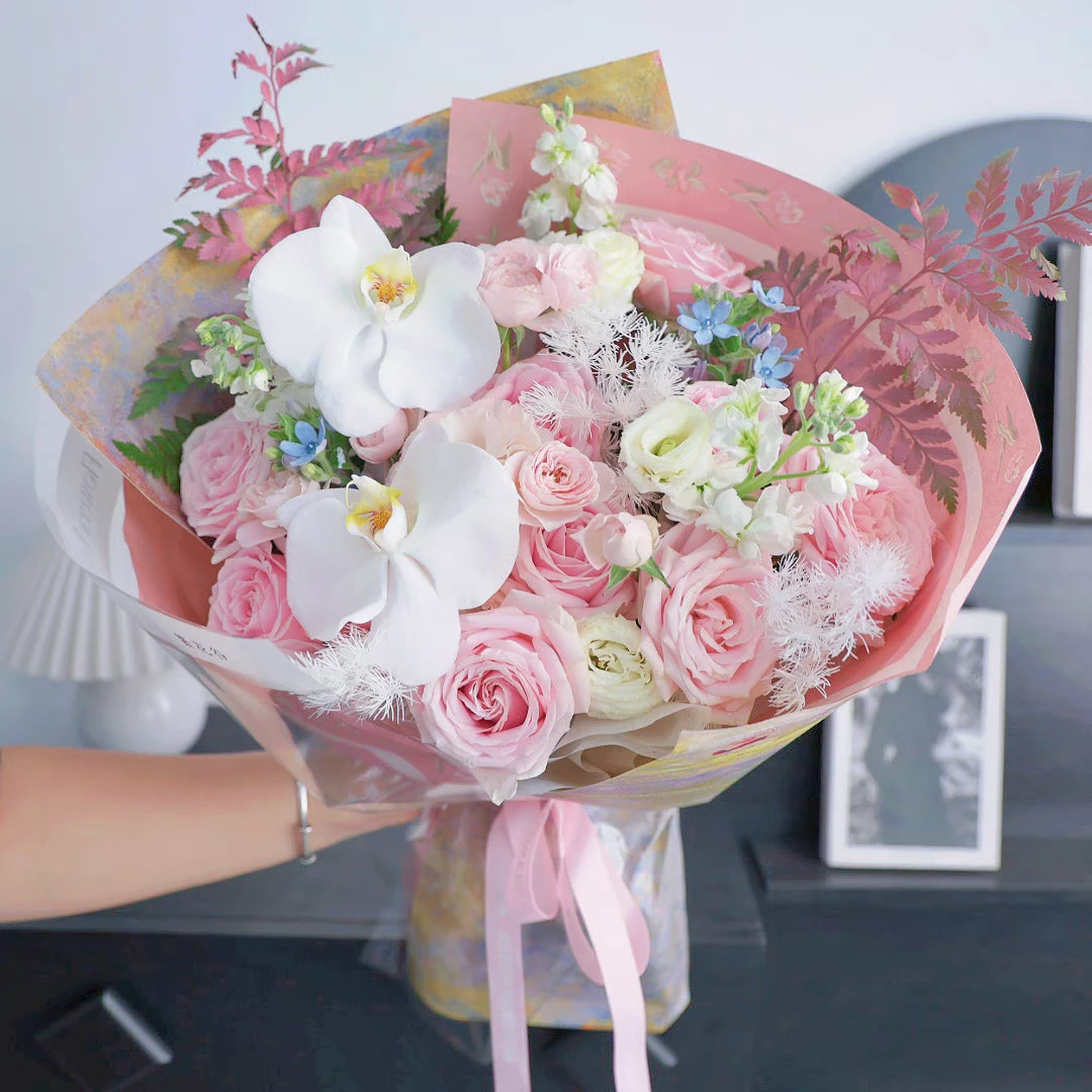 浪漫花束郁金香蝴蝶兰送老师玫瑰花鲜花生日告白北京天津女友花束