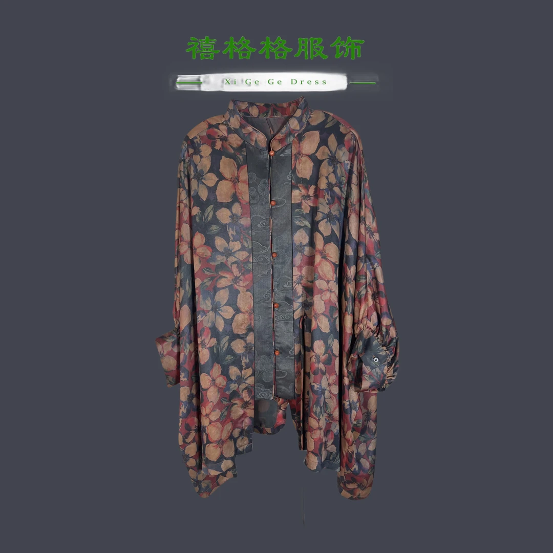 禧格格服饰【花仙子 】 老料满分桑蚕丝香云纱衬衣气质时尚280661