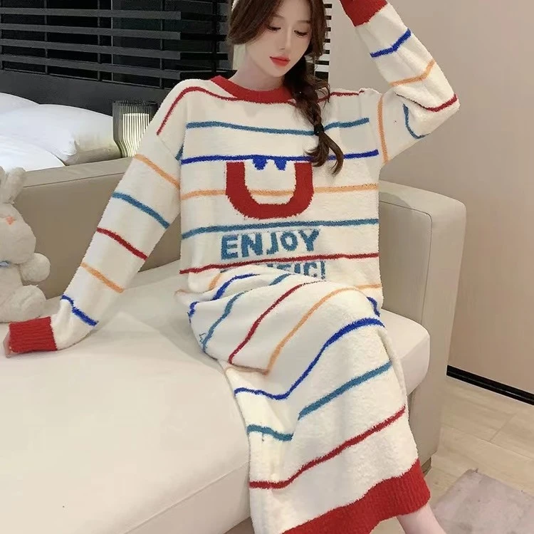 DM定制【彩虹微笑】高定软绵绵半边绒家居服套装F