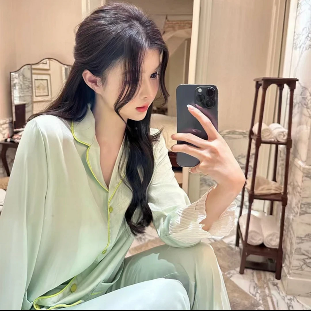 DM定制【甜茶】小青高定柔光丝家居服套装