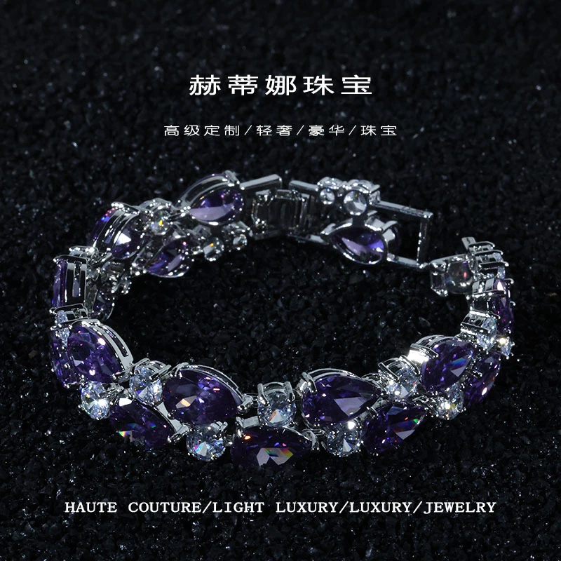铜合金合成锆石手链 YL3713 欧 •【一帘幽梦】高级感手链 镶嵌 百搭
