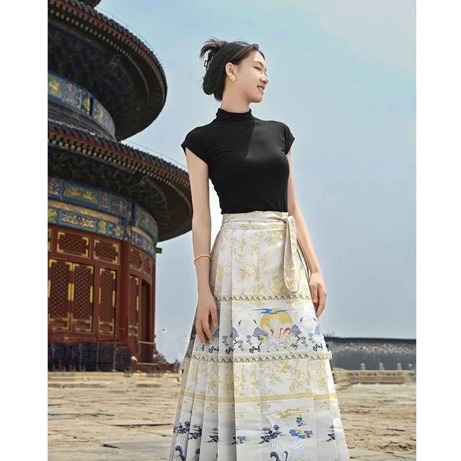 新中式复古中国风系改良国风马面裙女日常通勤半身裙明制汉服套装