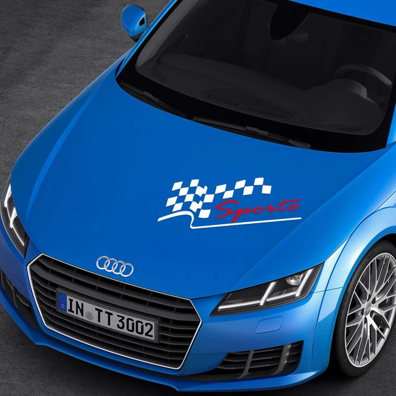 定制汽车贴纸格子旗英文字个性机盖灯眉保险杠个性车头盖贴包邮