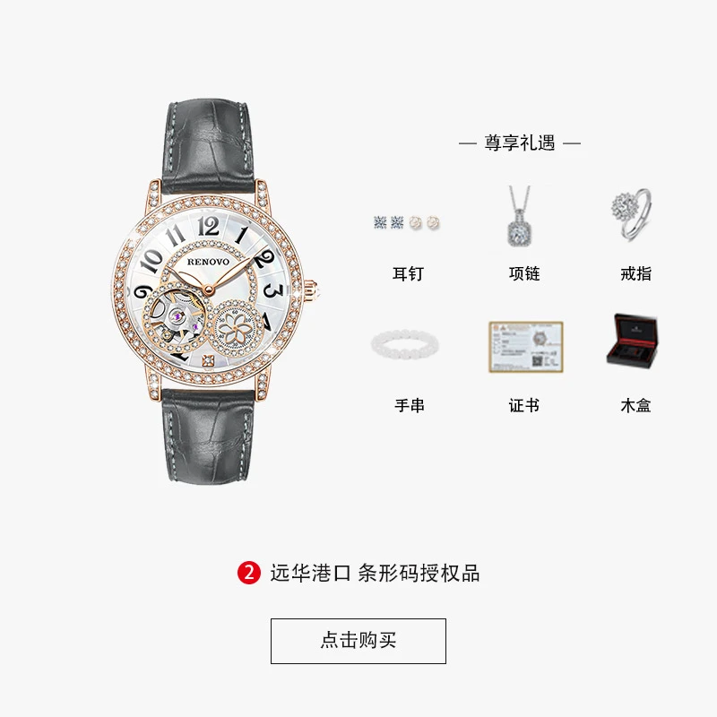 【远华国际】德国注册品牌罗诺威真钻机械女表R99011