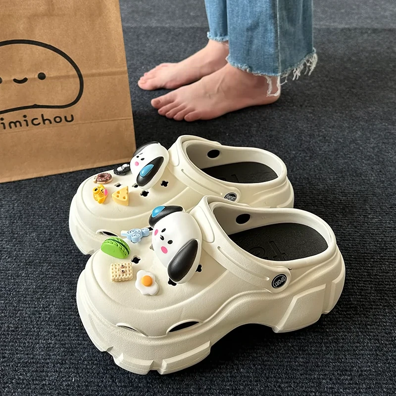 厚底洞洞鞋女款外穿2024新款夏天防滑松糕增高沙滩凉鞋夏季拖鞋子