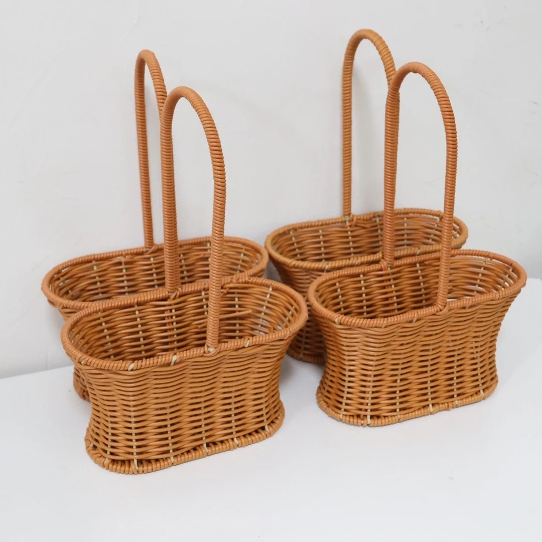 收腰花篮小蛮腰手提篮仿藤手工编织手提花篮结婚鲜花田园花艺插花