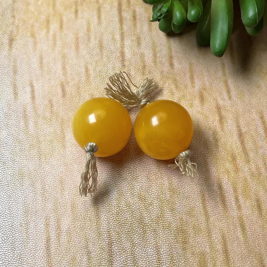 【红花纹】20mm圆珠散2颗优质精工打磨的配饰