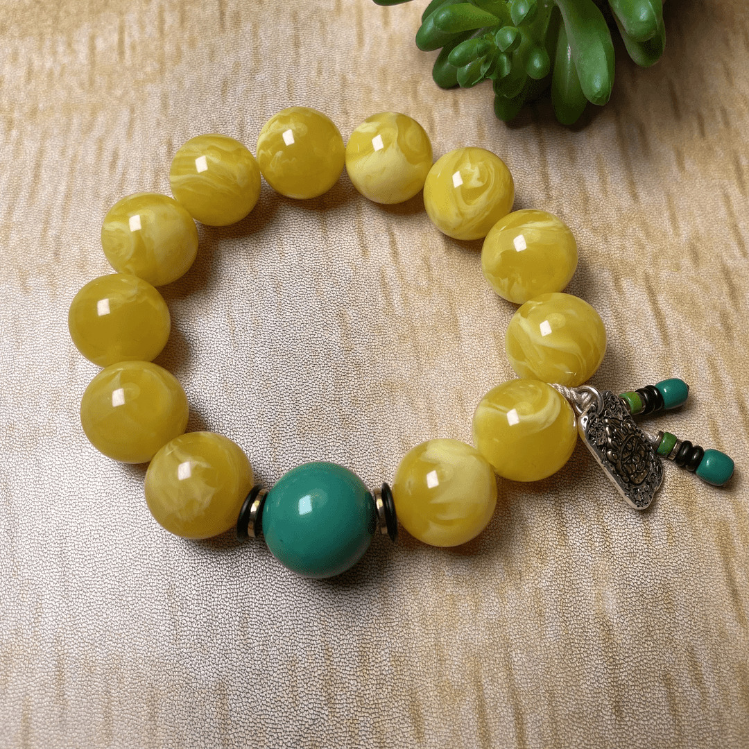 【黄花纹】18mm圆珠串设计款优质的时尚手串