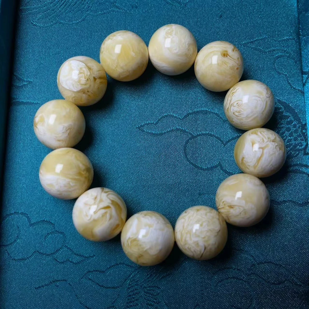 【素白花纹】20mm圆珠奶白花纹精工优质的手串
