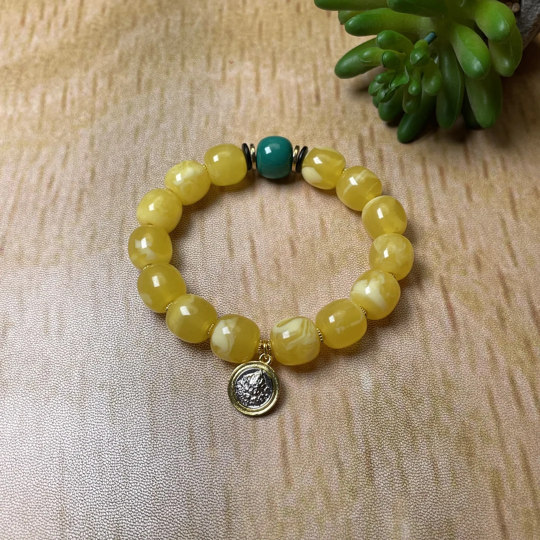 【黄花纹】12mm老形串黄财神精工优质的时尚手串